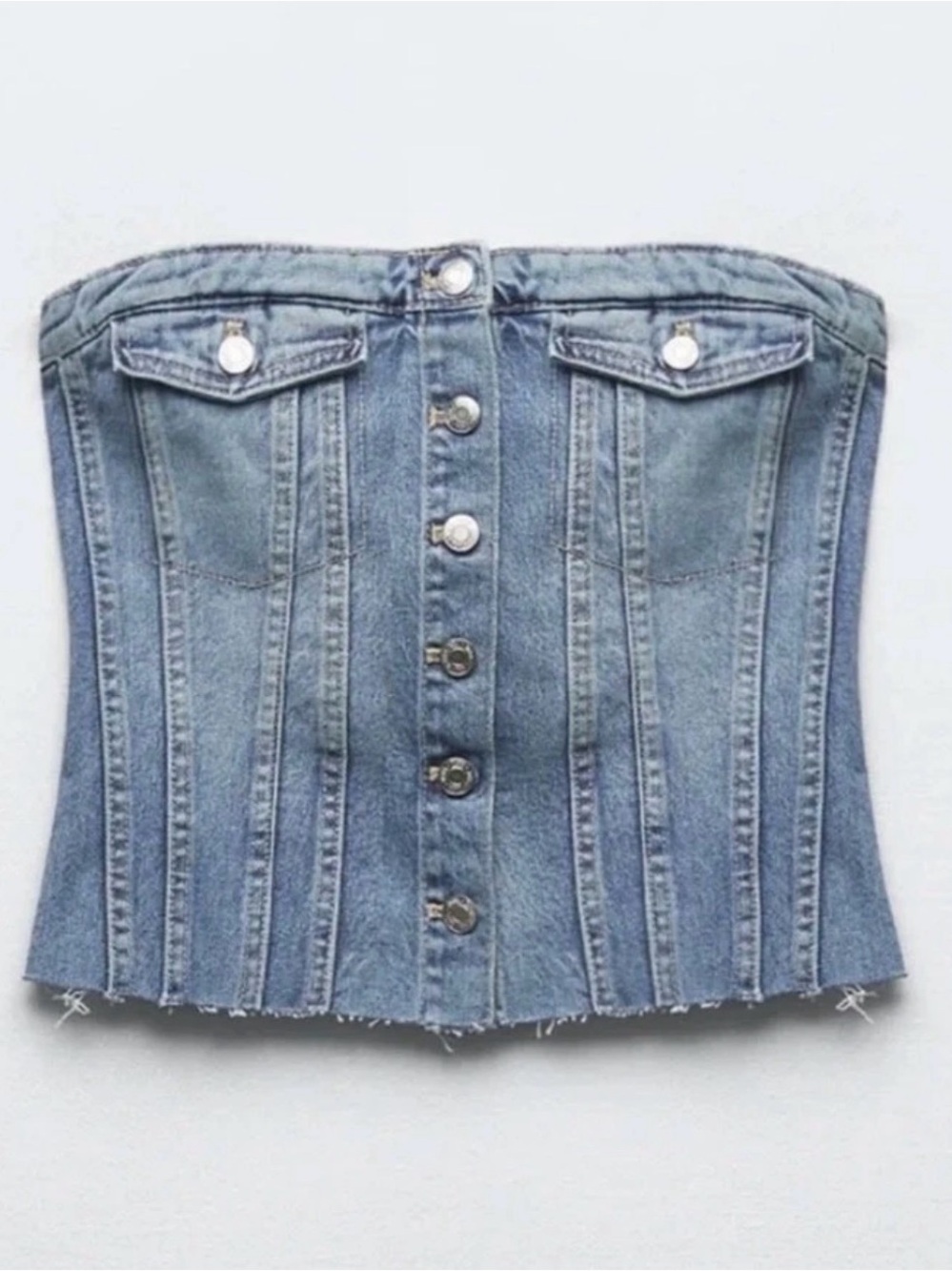 Zara Denim Corset Top Blue Jean Size Medium